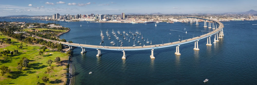 Panorama view of iconic Coronado Bridge