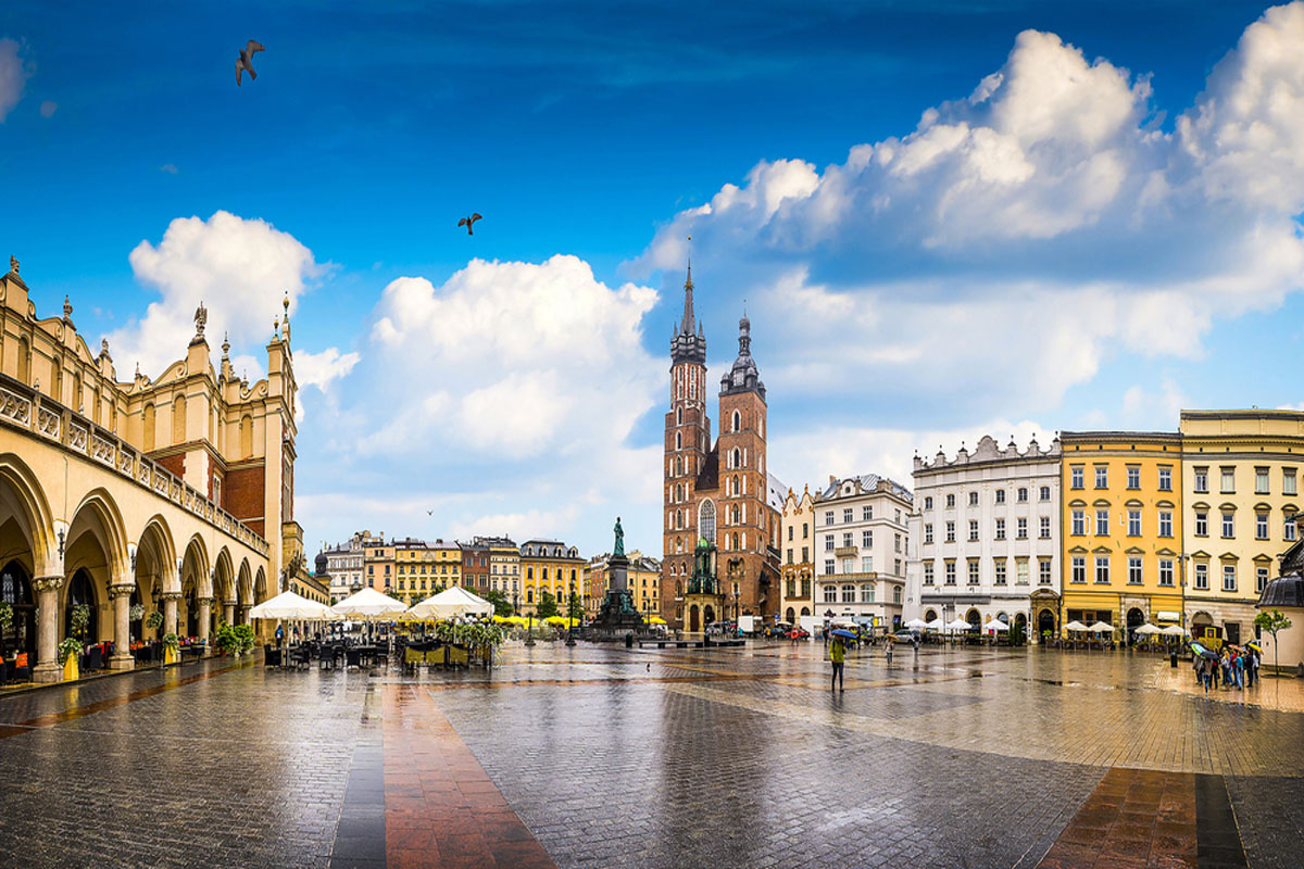 Krakow Poland's historic-center, a city with ancient architecture