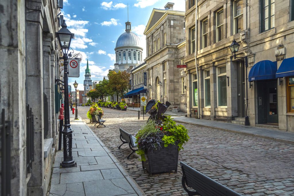 Old Montreal city and its cobbled streets