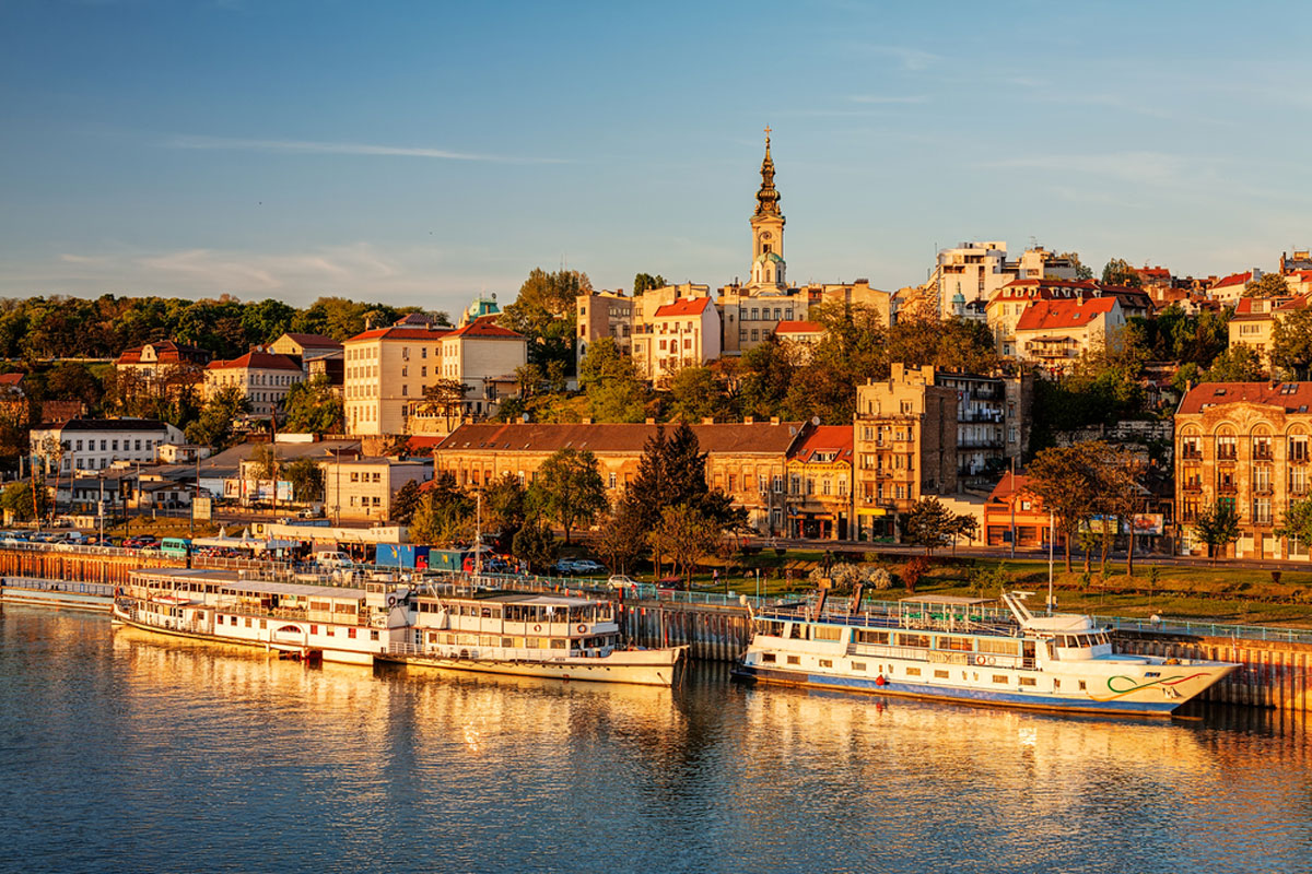 Panorama of Belgrade with river sava