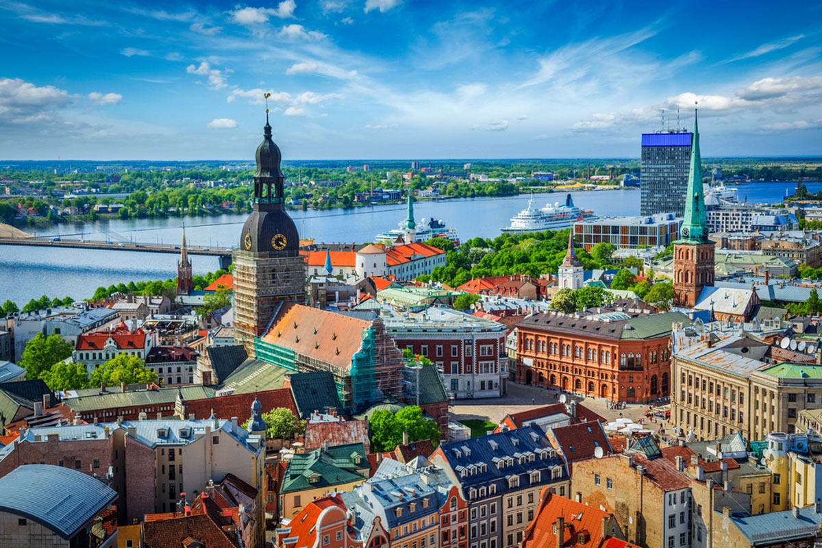 Aerial view of Riga center from St. Peter's Church