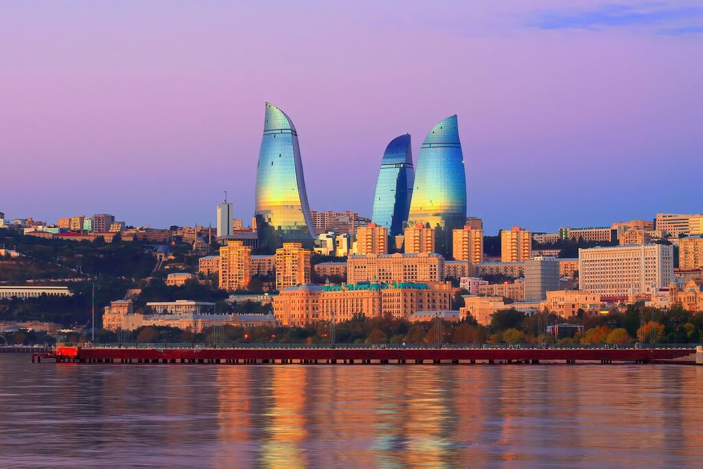 Baku Bay and the Flame Towers