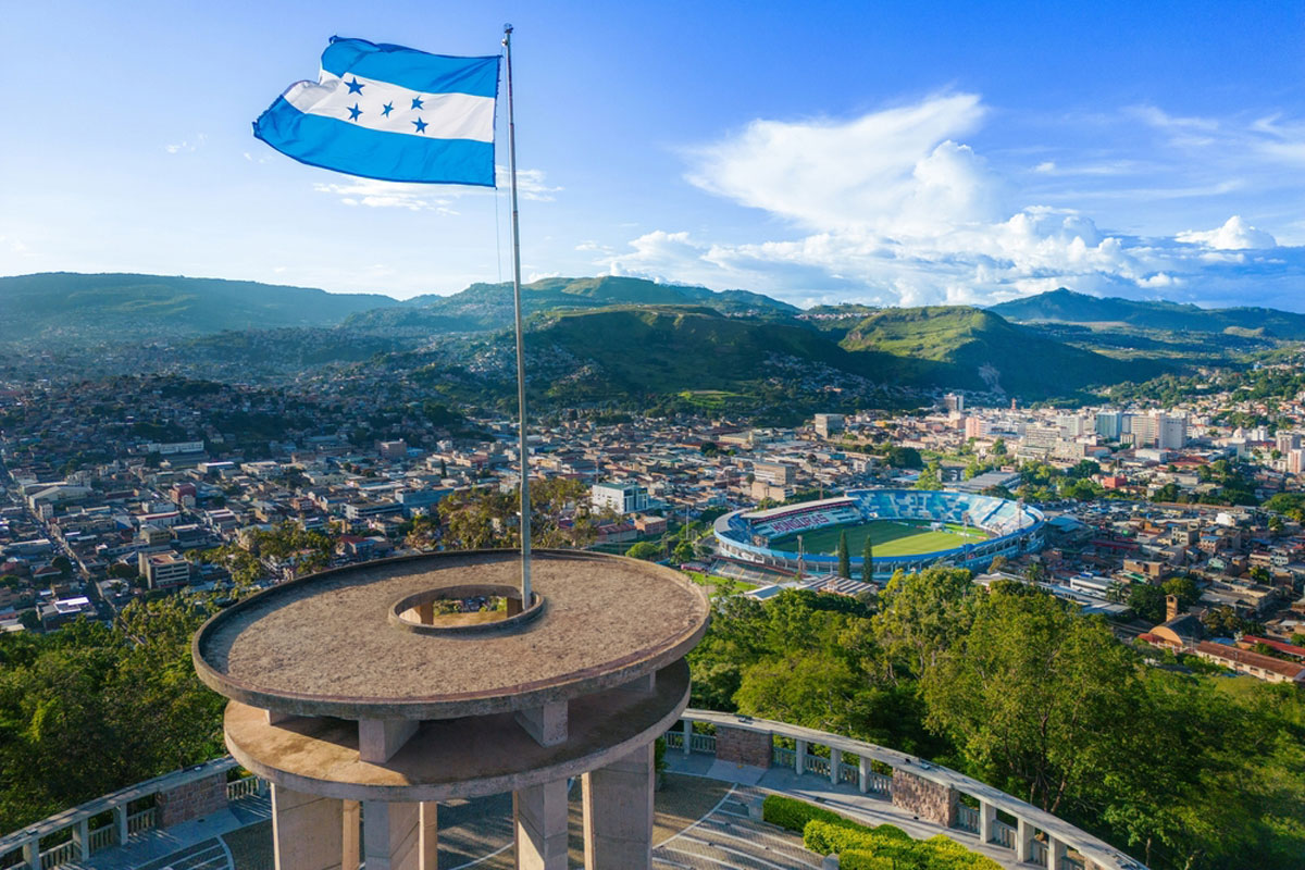 The Honduras Flag Overlooking The City of Tegucigalpa