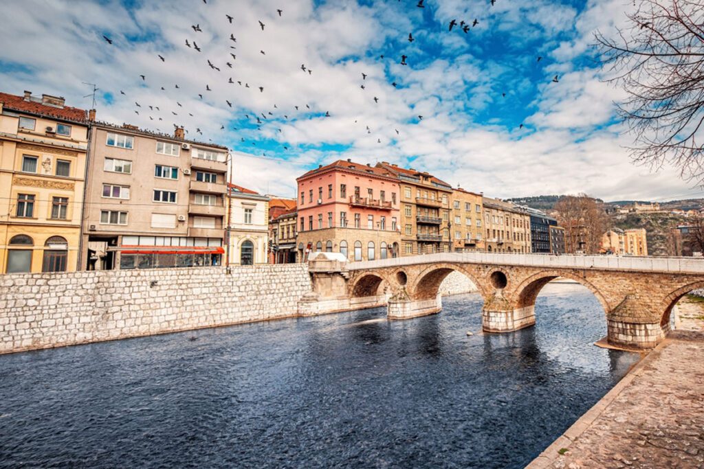 The Latin Bridge is an iconic historical site where Archduke Franz Ferdinand was assassinated in 1914